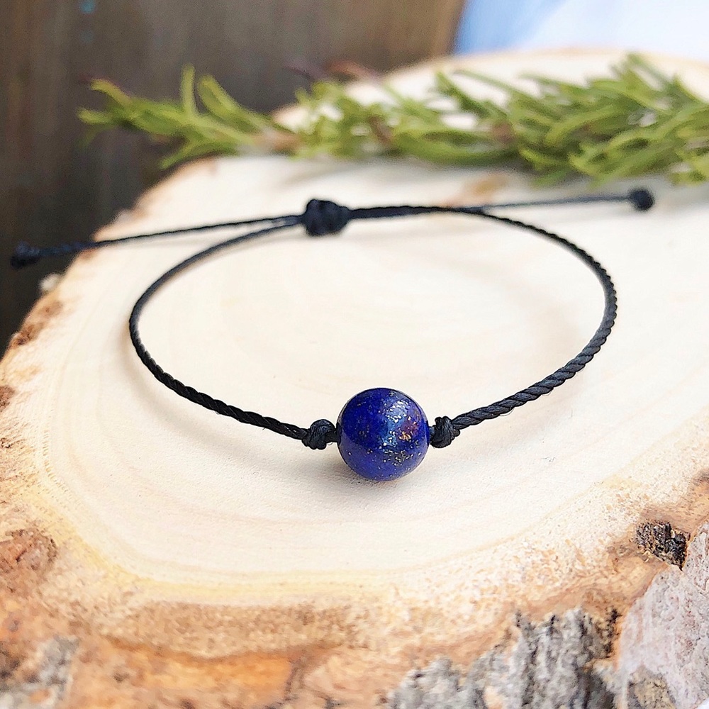 Lapis Lazuli Stone Waxed Bracelet